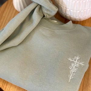 Embroidered Floral Cross Sweatshirt - Christian Crewneck - Floral Cross Pullover - Faith Based Sweatshirt - Christian Apparel