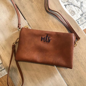 Bandolera monograma con mini monograma inicial, pulsera de cartera personalizada de 3 compartimentos, bandolera de cuero vegano, Ricky