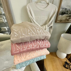 Embroidered Mama Sweatshirt - Monochromatic Mama - Trendy Mama Neutral Crewneck - Mother's Day - Bella Canvas image 6