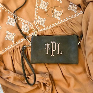Bolso bandolera monograma, bandolera personalizada de tres compartimentos, bandolera de cuero vegano, bolso pequeño, Ricky