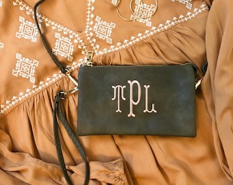 Monogrammed Crossbody Bag, Three Compartment Personalized Crossbody, Vegan Leather Crossbody, Small Handbag, Ricky