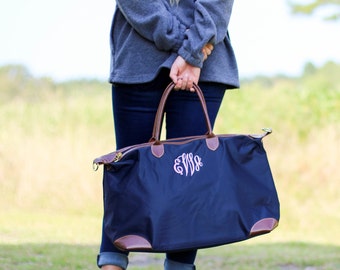 Monogrammed Nylon Travel Bag, Personalized Weekender Bag,  Travel Bag, Bridesmaid Gift, Mother's Day, Overnight Bag, Carry On Bag, Quik Ship