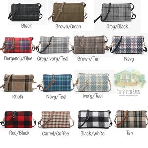 Bolso bandolera a cuadros con monograma, bandolera personalizada de 3 compartimentos, Ricky