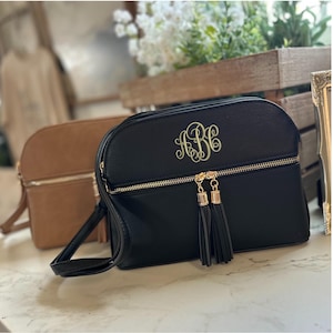 Personalized Small Crossbody Handbag - Monogrammed Purse with Tassel - Gifts for Her - Lane