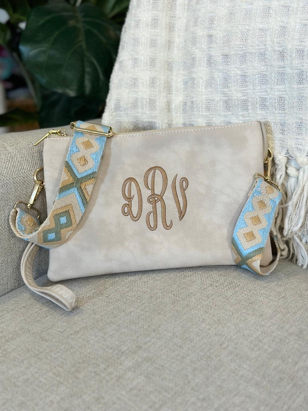 Monogrammed Crossbody Bag Personalized Vegan Leather Crossbody 3 Compartment Crossbody Clutch Mid Size Bag Memphis Etsy