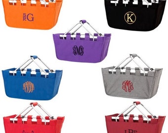 Monogrammed Market Tote, Personalized Market Tote, Large Tote, Basket, Collapsible Basket, Fold up Basket, Mothers Day Gift, Graduation Gift