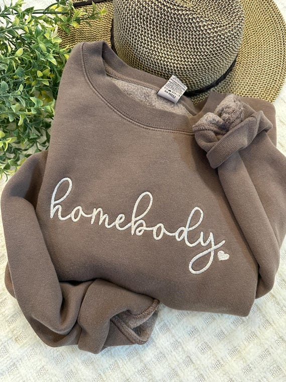 Homebody Lounge Sweatshirt - Embroidered Homebody Sweatshirt - Lazy Day Crewneck - Let's Stay Home Sweatshirt Crew