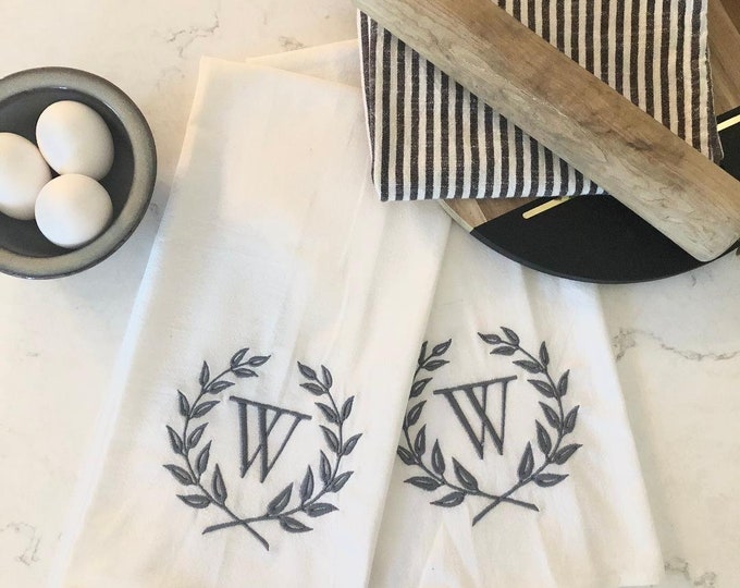 Personalized Tea Towel, Monogrammed Flour Sack Towel, Personalized Wedding Gift, Personalized Kitchen Decor