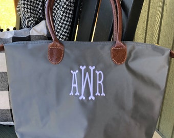 Monogrammed Nylon Tote Bag, Personalized Medium Nylon Bag, Monogram Tote Bag, Bridesmaid Gift, Graduation Gift, Free Shipping!