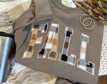 Embroidered Fall Oversized Crewneck Sweatshirt -Fall Applique Boxy Fit Pullover - Autumn Sweatshirt - Trendy Fall Sweatshirt