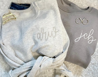 Simply Monogrammed Embroidered Sweatshirt - Personalized Spring Crewneck Sweatshirt - Cute Monogram Sweatshirt  - Great Gifts for Her
