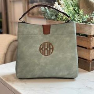 Bolso tipo hobo de piel vegana con monograma, bolso tipo hobo personalizado, cartera con monograma, Ellie
