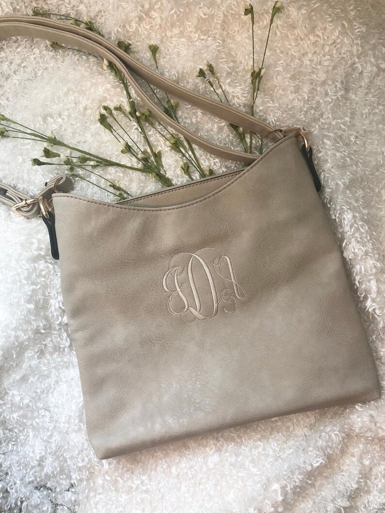 Monogrammed Crossbody Bag Personalized Three Compartment Etsy