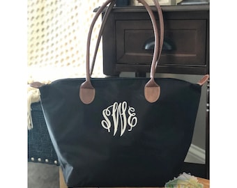 Monogrammed Nylon Tote, Personalized Medium Nylon Bag, Monogrammed Tote Bag, Bridesmaid Gift, Graduation Gift