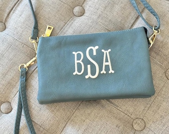 Monogrammed Crossbody Bag, Three Compartment Personalized Crossbody, Vegan Leather Crossbody, Small Handbag, Ricky