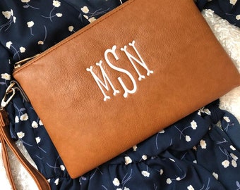 Monogrammed Clutch Crossbody Bag, Personalized Clutch Crossbody,  Vegan Leather Crossbody, Bridesmaid Gift, Evening Bag, Claire