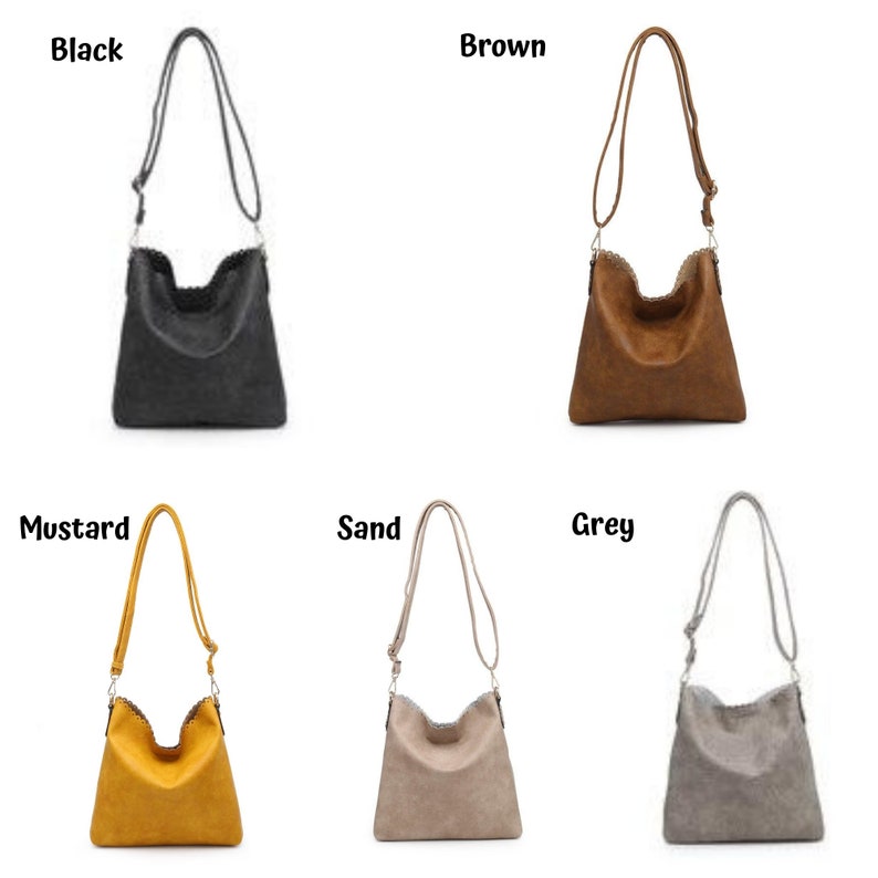 Vegan Leather Crossbody Monogrammed Crossbody Bag Monogrammed Eyelet Scallop Bag Monogrammed Handbag Personalized Handbag Kaley
