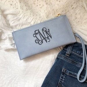 Cartera de pulsera monograma, cartera de pulsera personalizada, cartera de mujer, cartera de cuero vegano, bolso de pulsera RFID, Berkley