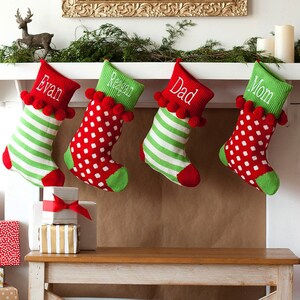 Monogrammed Whimsical Stocking, Personalized Christmas Stocking, Whimsical Holiday Stocking