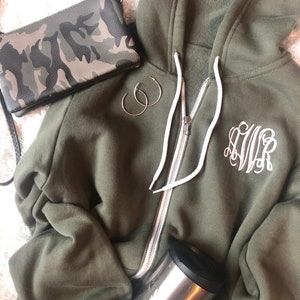 Monogrammed Full Zip Hoodie - Super Soft Personalized Zip Jacket - Monogrammed Hooded Jacket - Personalized Lightweight Spring Jacket