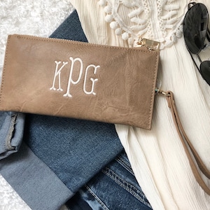Cartera de pulsera con monograma, cartera de pulsera personalizada, cartera de cuero vegano, monedero de pulsera RFID, Berkley