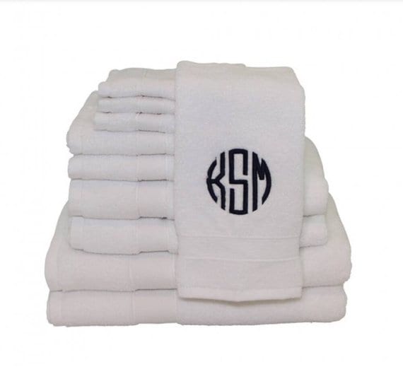Monogrammed Bath Towel Set Personalized Bath Towel Set Etsy