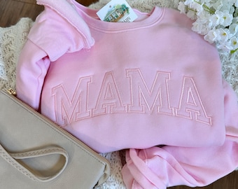 Mama Neutral Embroidered Sweatshirt - Trendy Mama Crewneck - Mother's Day - Bella Canvas