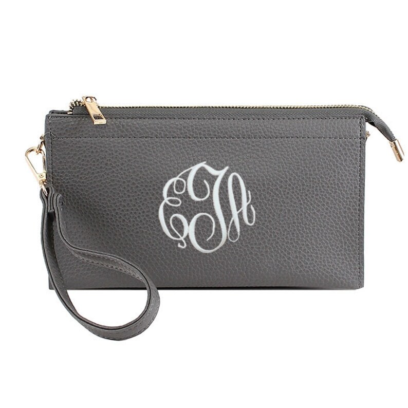 Monogrammed Clutch Wristlet Personalized Clutch Crossbody Etsy