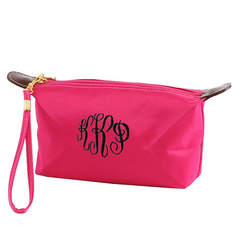 Monogrammed Nylon Cosmetic Bag Personalized Toiletry Bag Etsy