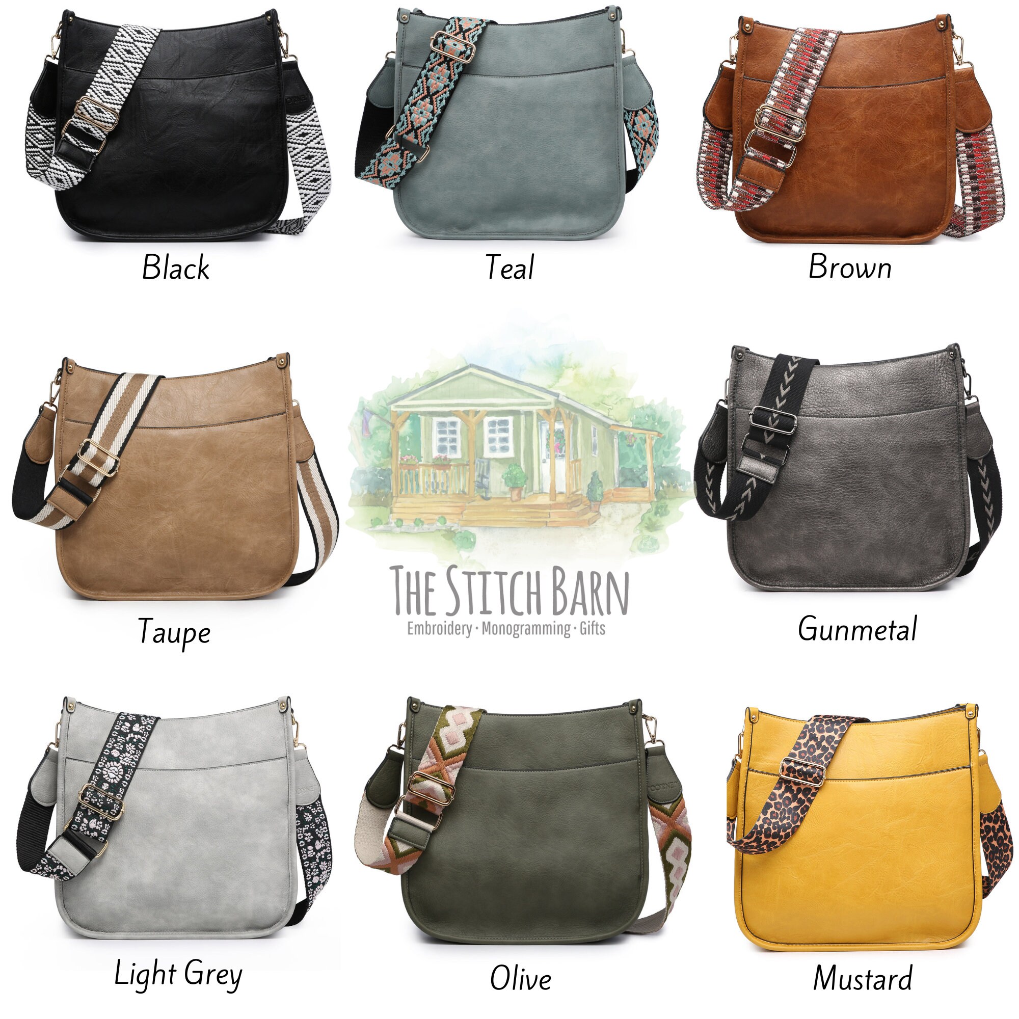 ARGINAO Quilted Crossbody Bag For Women - Vegan Leather Purse With Embroidered Strap, Adjustable Shoulder Bag - View #4