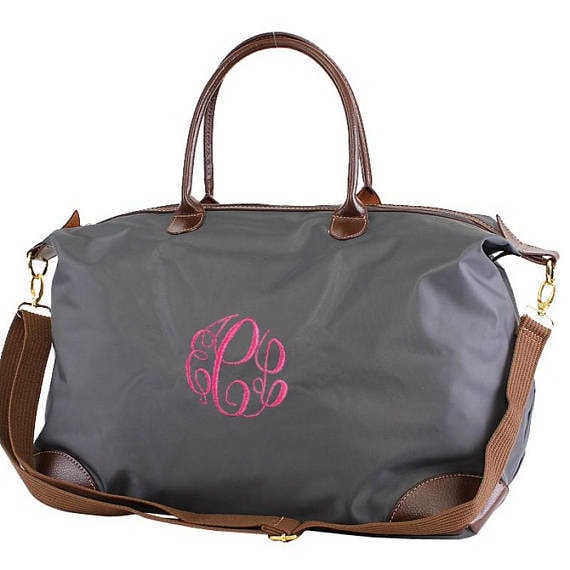 Monogrammed Nylon Travel Bag Personalized Weekender Bag