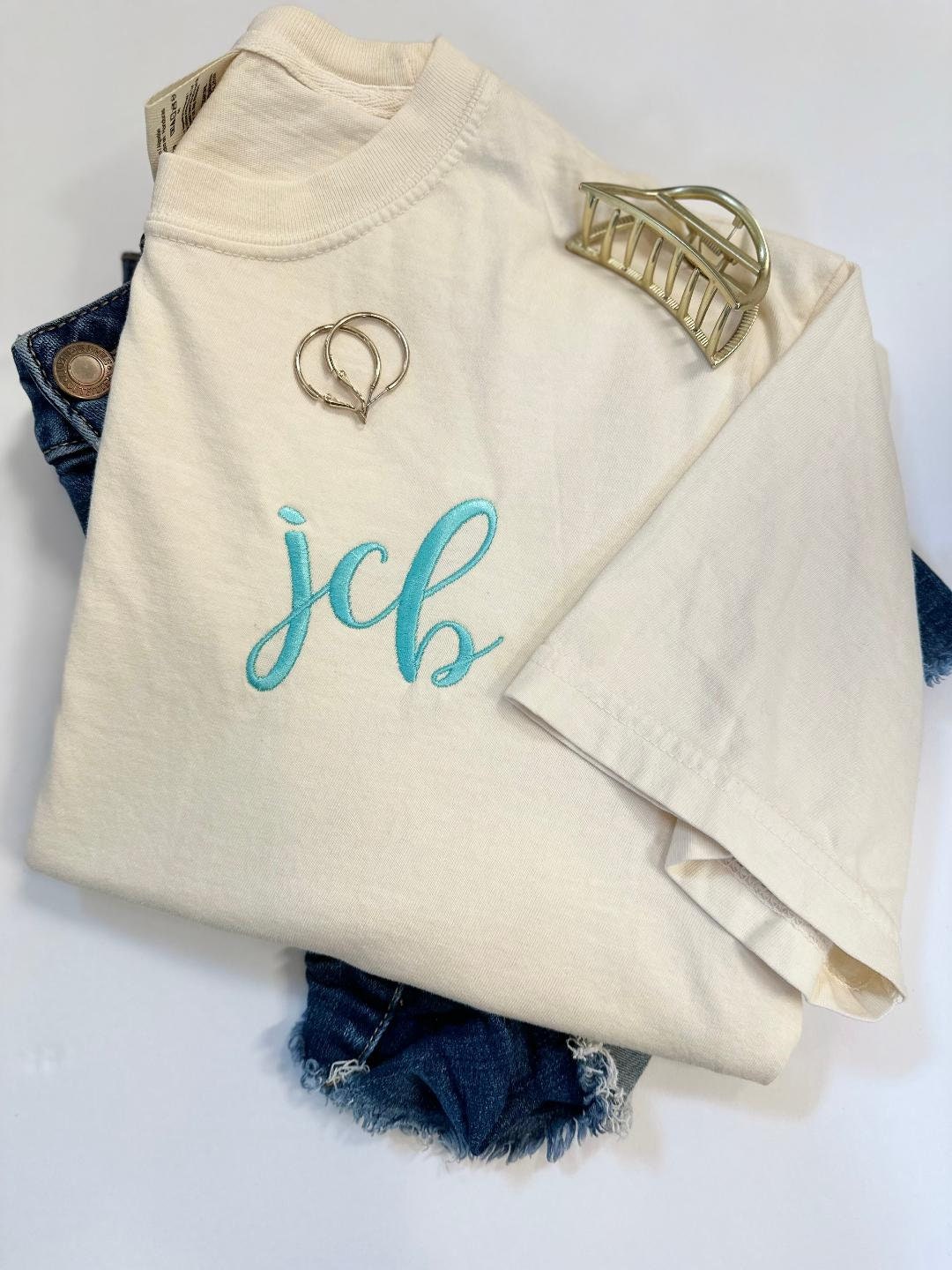 Comfort Colors Monogrammed Tee - Embroidered Personalized T-shirt ...