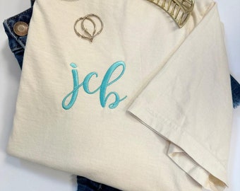 Comfort Colors Monogrammed Tee - Embroidered Personalized T-Shirt - Custom Monogram T-Shirt - Gifts for Her - Best T-Shirt Ever