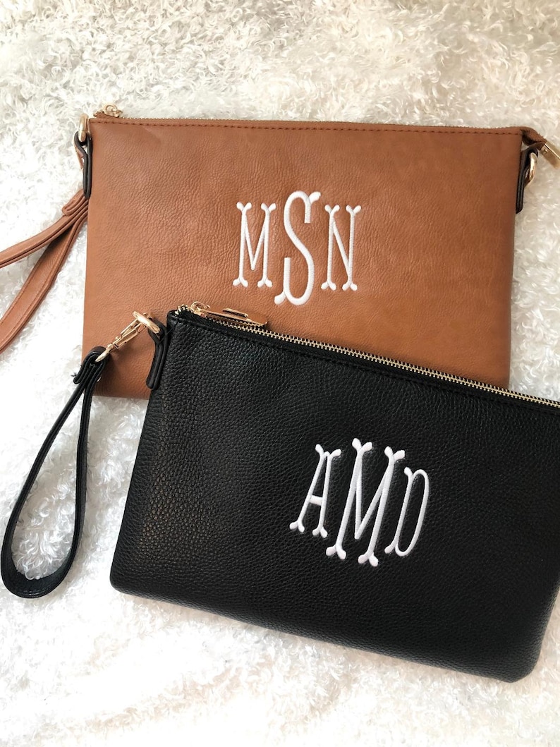 Monogrammed Clutch Crossbody Bag Personalized Clutch Etsy