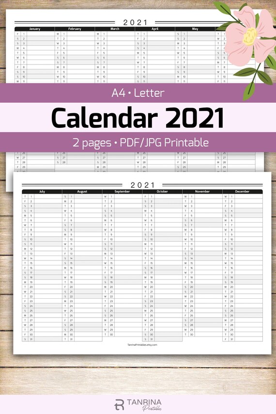 Printable 21 Calendar Planner Minimalist Half Year Wall Etsy Printable 21 Calendar Planner Minimalist Half Year Wall Etsy