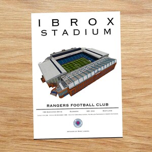 Ibrox Stadium Colour Drawing Alternative Print