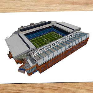 Ibrox Stadium Colour Drawing Print