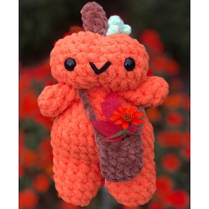 Chunky crochet pumpkin man fall plushie