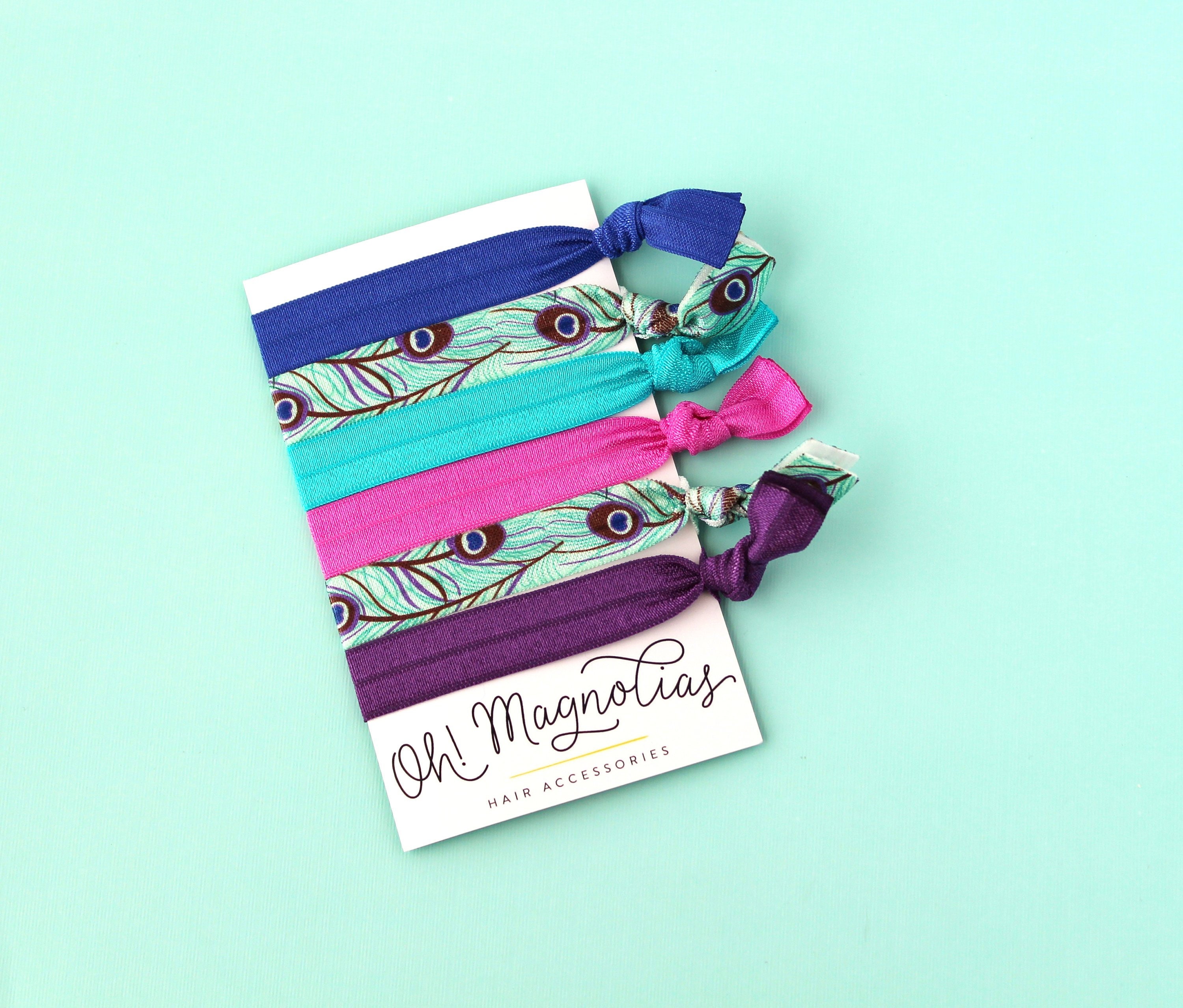 Peacock Elastic Hair Tie Pack Feather Hair Tie Creaseless Etsy