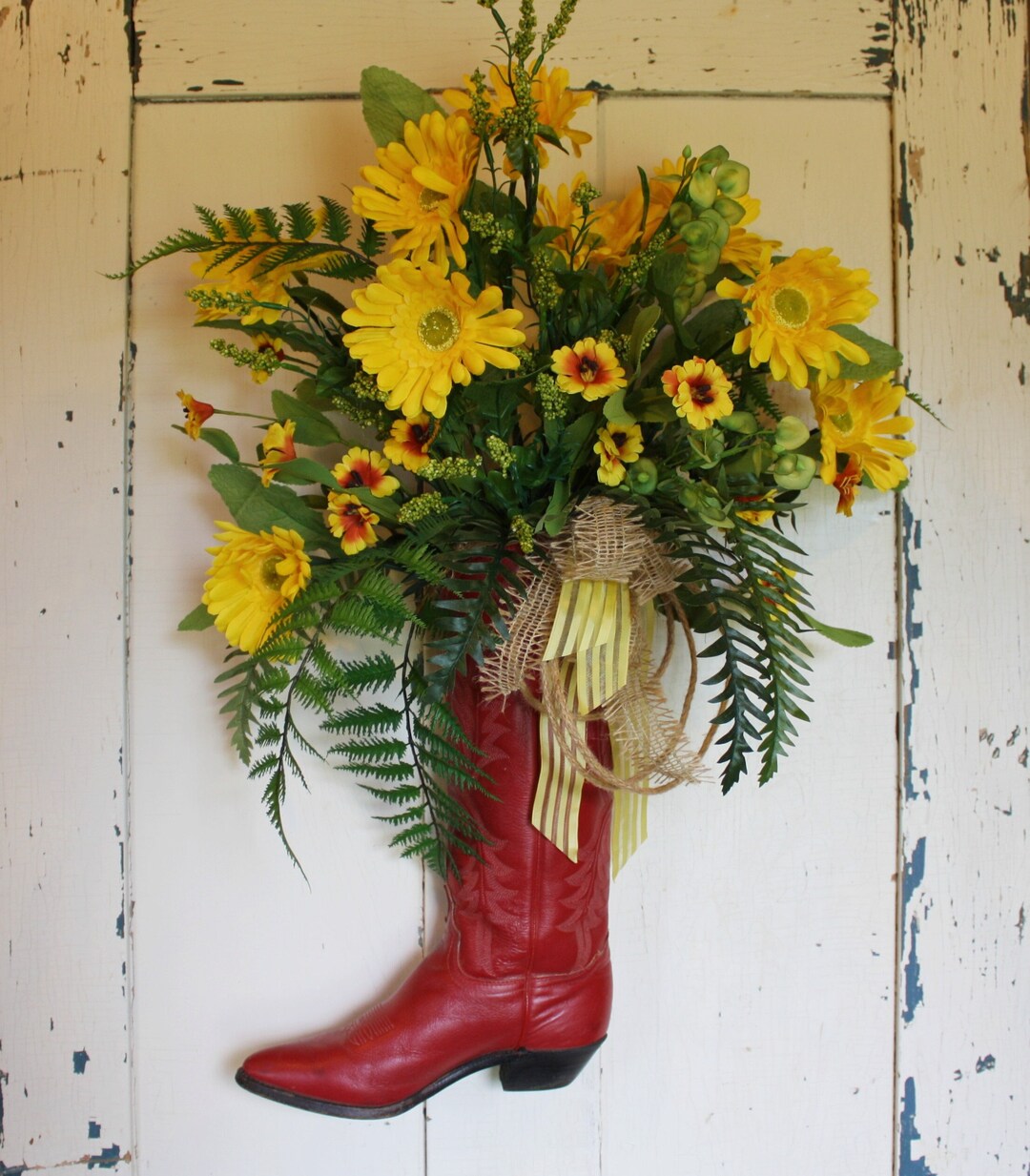 Farmhouse Wreath Cowboy Boot Wreath Country Style Wreath Etsy