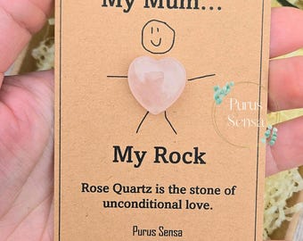 beautiful crystal gift for mum. mothers day. mother's day gift. rose quartz keepsake cute gift. mother and daughter son. pocket crystal.