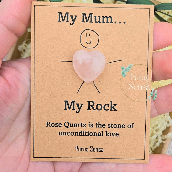 Regalo de recuerdo de cuarzo rosa para mamá, cristal de bolsillo