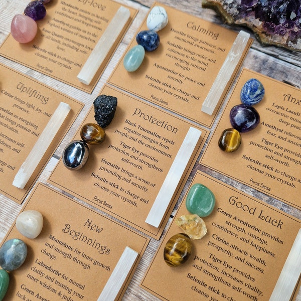 Healing crystals. Crystal Gift sets. Healing crystal gifts. Crystals for Anxiety / Protection / Self Love / good luck premium quality