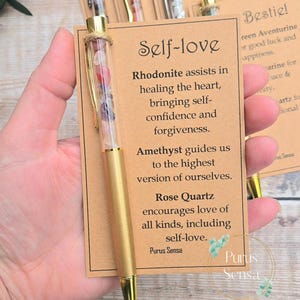 Penna di cristallo PERSONALIZZATA regalo per amor proprio/buona fortuna/protezione/ansia. Nuovo capitolo regalo. Penna diario. Agenda. Cura di sé per scrittore