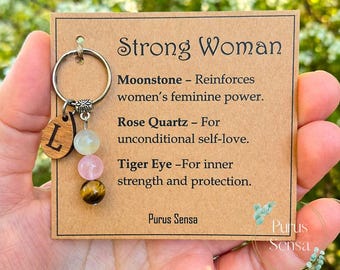 Strong woman crystal keyring. Friendship crystal gift. Personalised crystal keyring for international womans day. Mothers day. Galentines.