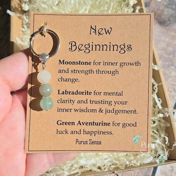 NEW BEGINNINGS. Crystal gift for New beginnings.  keyring .Crystals for new job / new school / graduation / new home / healing journey