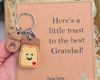 Personalised Grandad gift keyring. A little toast to the best Grandad