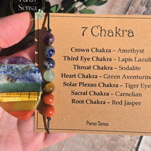 Braccialetto di cristallo 7 CHAKRA e set di pietre per il pollice. Braccialetto di pietre preziose 7 chakra. Guarigione con cristalli. Cordoncino regolabile. Braccialetto di cristallo autentico.