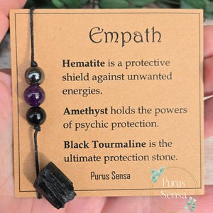 Empath crystal bracelet. Empath support bracelet. Black tourmaline. Crystal bracelet and crystal set. Crystal for empath