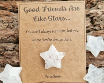 Cute crystal gift. Clear quartz friendship gift for friend / best friend / for him / for her. Crystal star